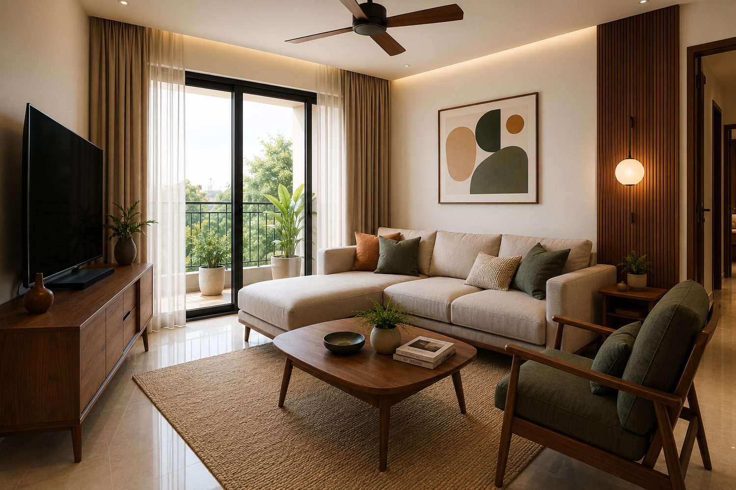 Mid-Century Modern living room by 23ft.